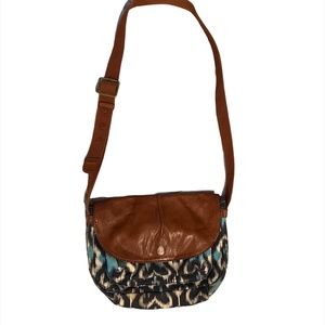 Lucky brand blue and black with leather crossbody bag